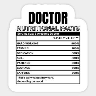 funny Gift idea for doctor - Funny Doctor Nutritional Facts - Doctor Humorous Gift Sticker